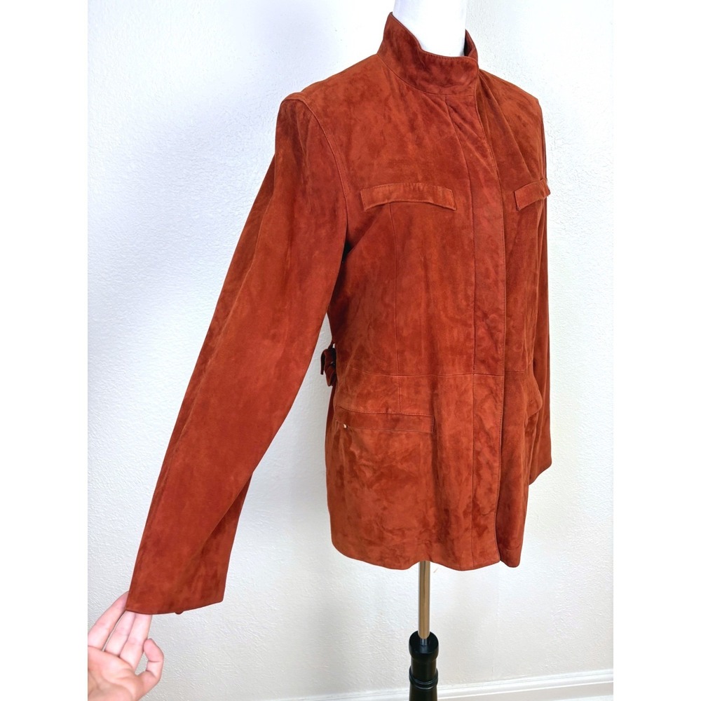 Y2K Vintage Adrienne's Vittadini Orange Suede Jacket Size 8 Made In Italy Chic - Picture 1 of 9
